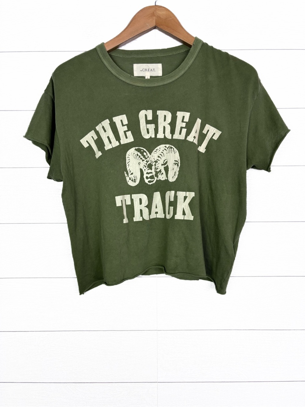 The Great Track Graphic Ram Big Horn Sheep Green Boxy Short Sleeve Tee 0 XS